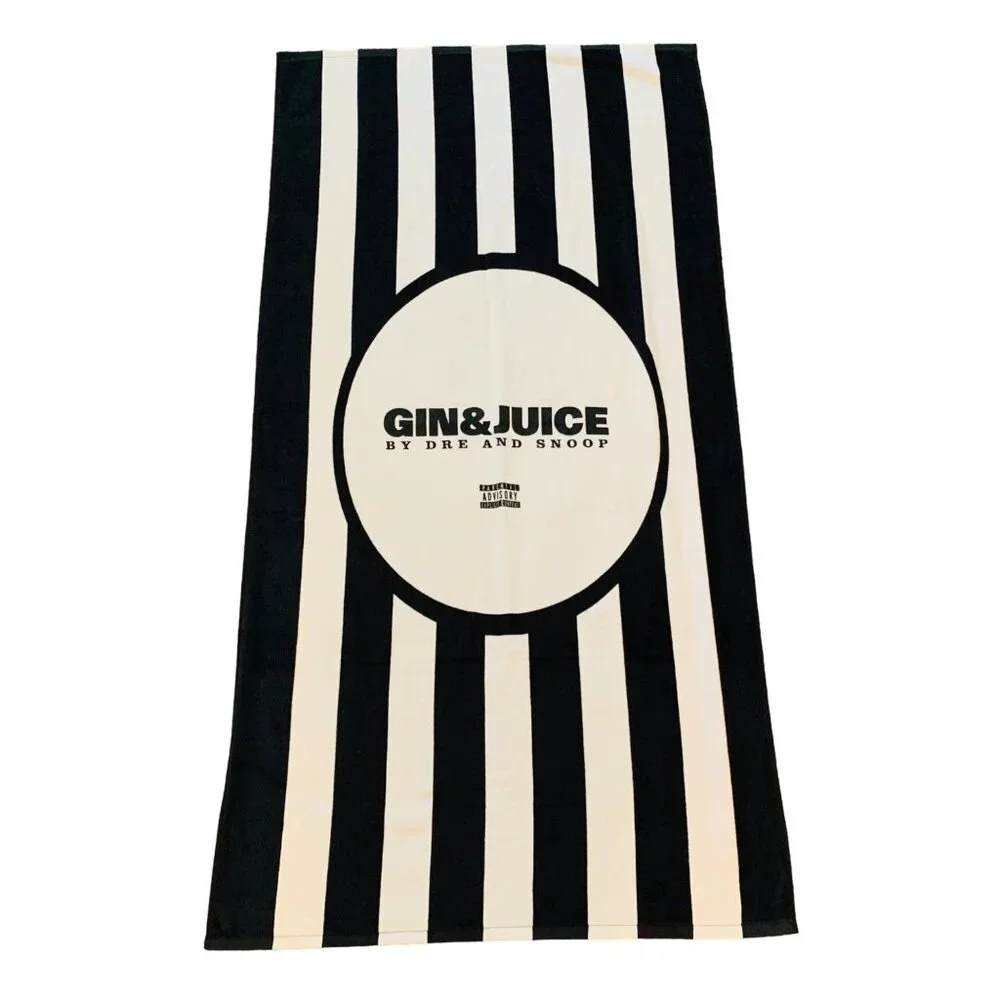 Gin Juice Beach Towel Dre Snoop Black White Striped Terry Cloth Pool Party Gift
